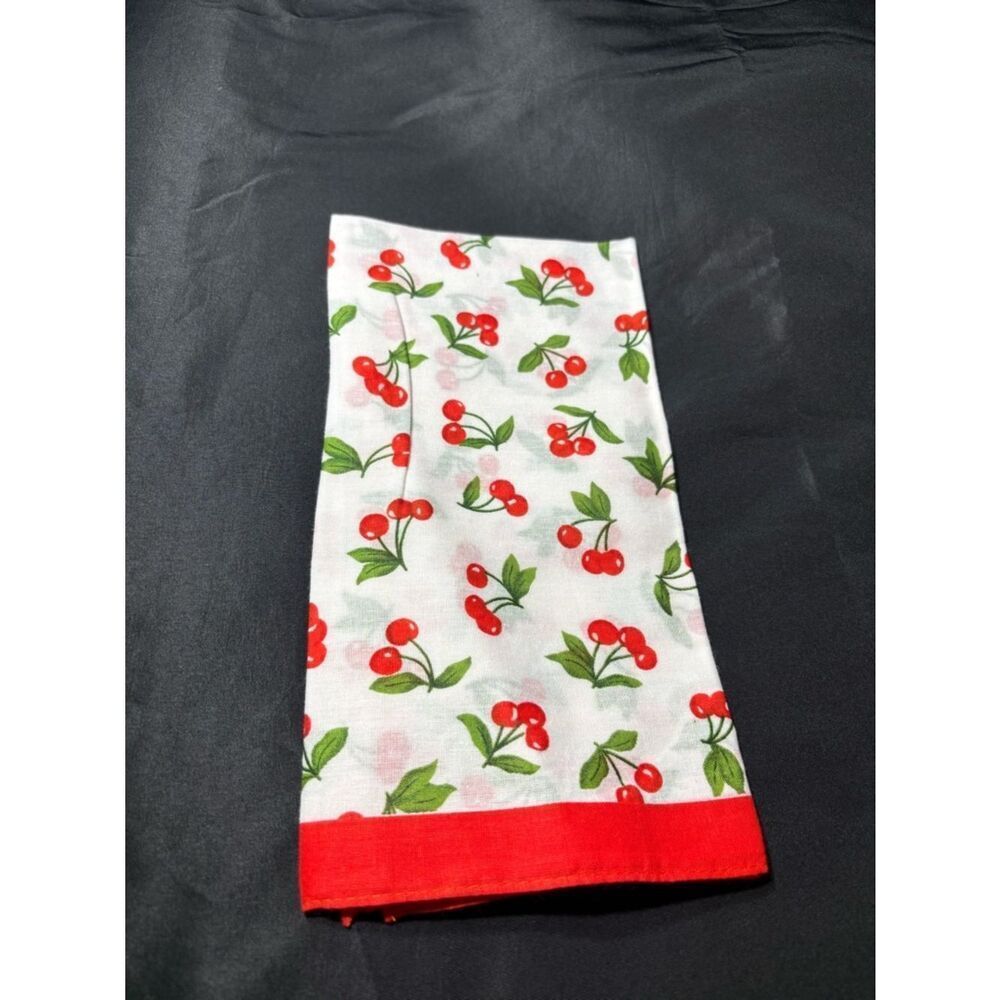 New 22” Cherry Print White & Red Cotton Bandana Scarf